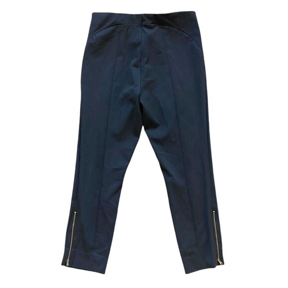 LOFT Womens Black Elastic Waist Side Zip Dress Pants Size 14 Accent Ankle Zipper - Picture 2 of 6